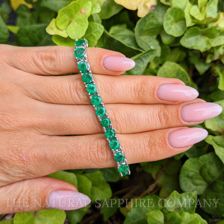 15.40 Ct.Tw. Emerald Tennis/Line Bracelet, 18K White Gold