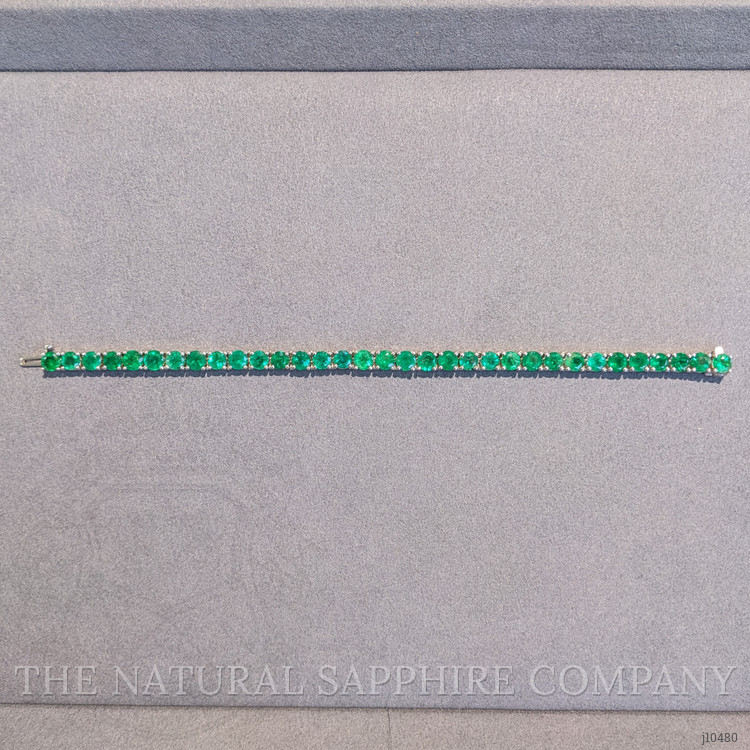 15.40 Ct.Tw. Emerald Tennis/Line Bracelet, 18K White Gold