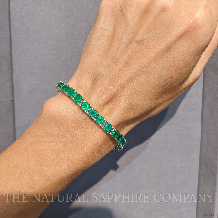 15.40 Ct.Tw. Emerald Tennis/Line Bracelet, 18K White Gold