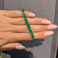 15.40 Ct.Tw.Total Carat Weight Emerald Tennis/Line Bracelet, 18K White Gold Life Style