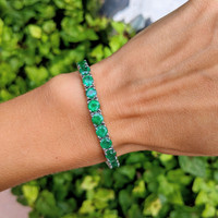 15.40 Ct.Tw.Total Carat Weight Emerald Tennis/Line Bracelet, 18K White Gold Life Style