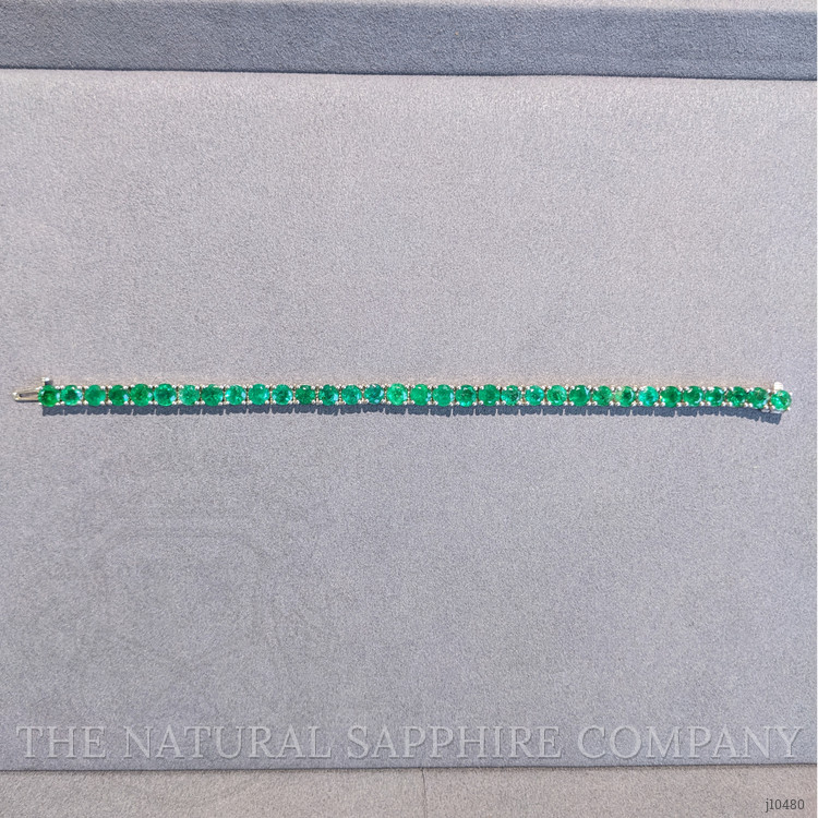 15.40 Ct.Tw. Emerald Tennis/Line Bracelet, 18K White Gold