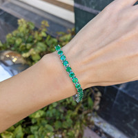 15.40 Ct.Tw.Total Carat Weight Emerald Tennis/Line Bracelet, 18K White Gold Life Style