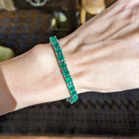 15.40 Ct.Tw.Total Carat Weight Emerald Tennis/Line Bracelet, 18K White Gold Life Style