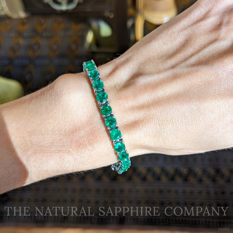 15.40 Ct.Tw. Emerald Tennis/Line Bracelet, 18K White Gold