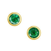 1.00 Ct.Tw. Emerald Studs Earrings, 18K Yellow Gold Image