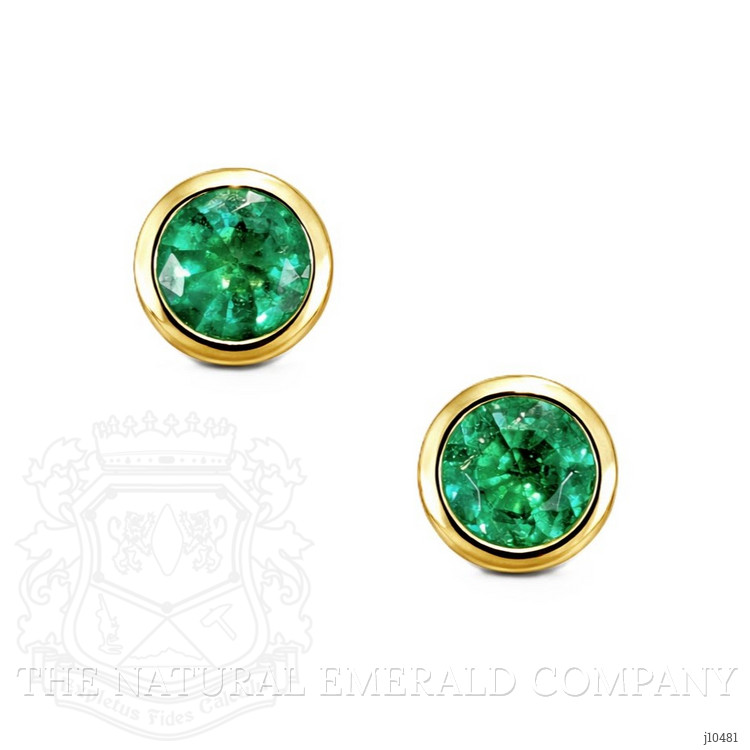1.00 Ct.Tw. Emerald Studs Earrings, 18K Yellow Gold