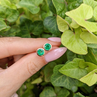 1.00 Ct.Tw. Emerald Studs Earrings, 18K Yellow Gold Life Style