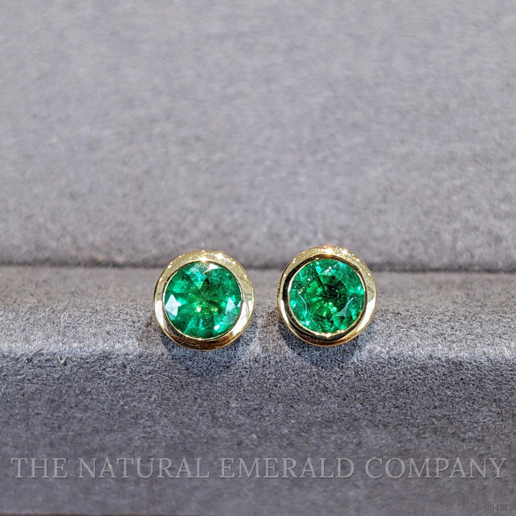 1.00 Ct.Tw. Emerald Studs Earrings, 18K Yellow Gold