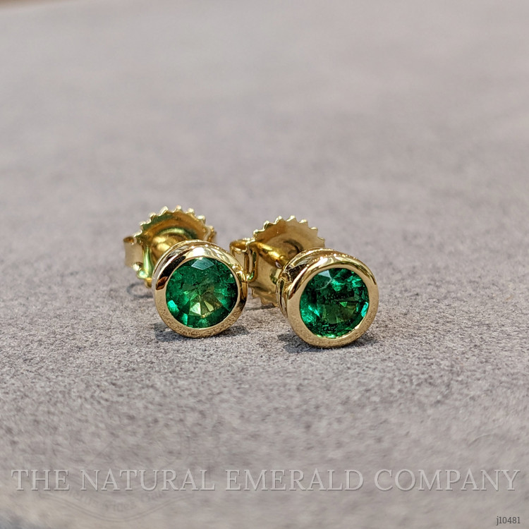 1.00 Ct.Tw. Emerald Studs Earrings, 18K Yellow Gold