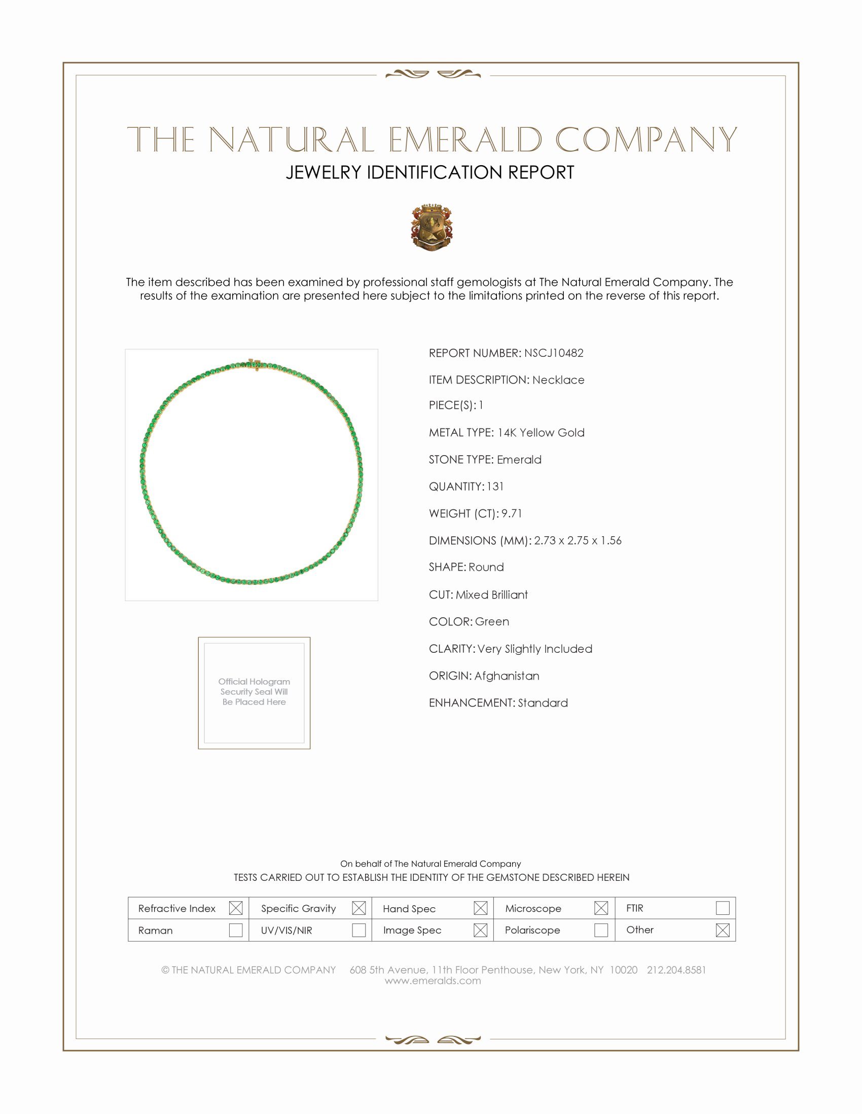 9.71 Ct. Emerald Accent Stones Necklace, 14K Yellow Gold