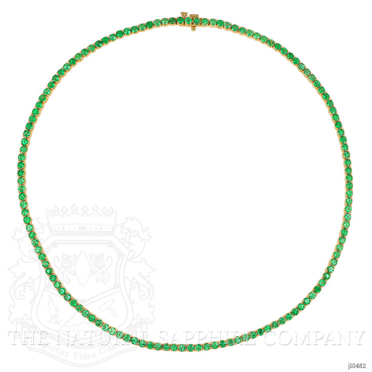 9.71 Ct. Emerald Accent Stones Necklace, 14K Yellow Gold