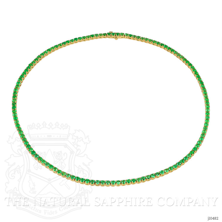 9.71 Ct. Emerald Accent Stones Necklace, 14K Yellow Gold