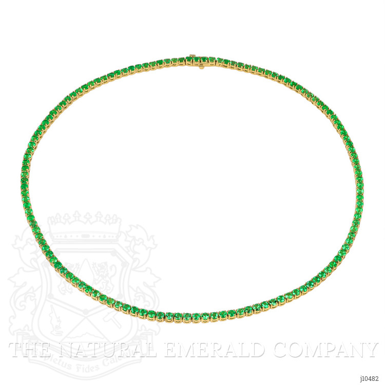 9.71 Ct. Emerald Accent Stones Necklace, 14K Yellow Gold