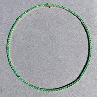 9.71 Ct. Emerald Accent Stones Necklace, 14K Yellow Gold Life Style