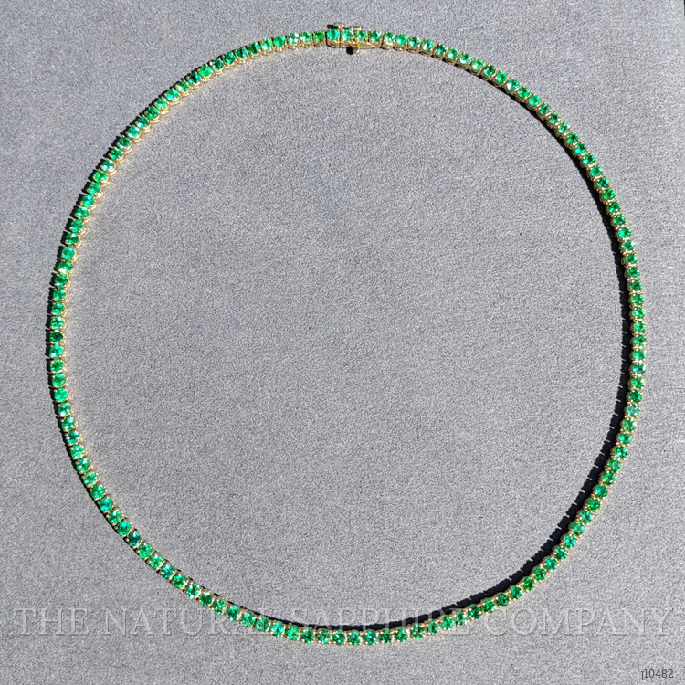 9.71 Ct. Emerald Accent Stones Necklace, 14K Yellow Gold