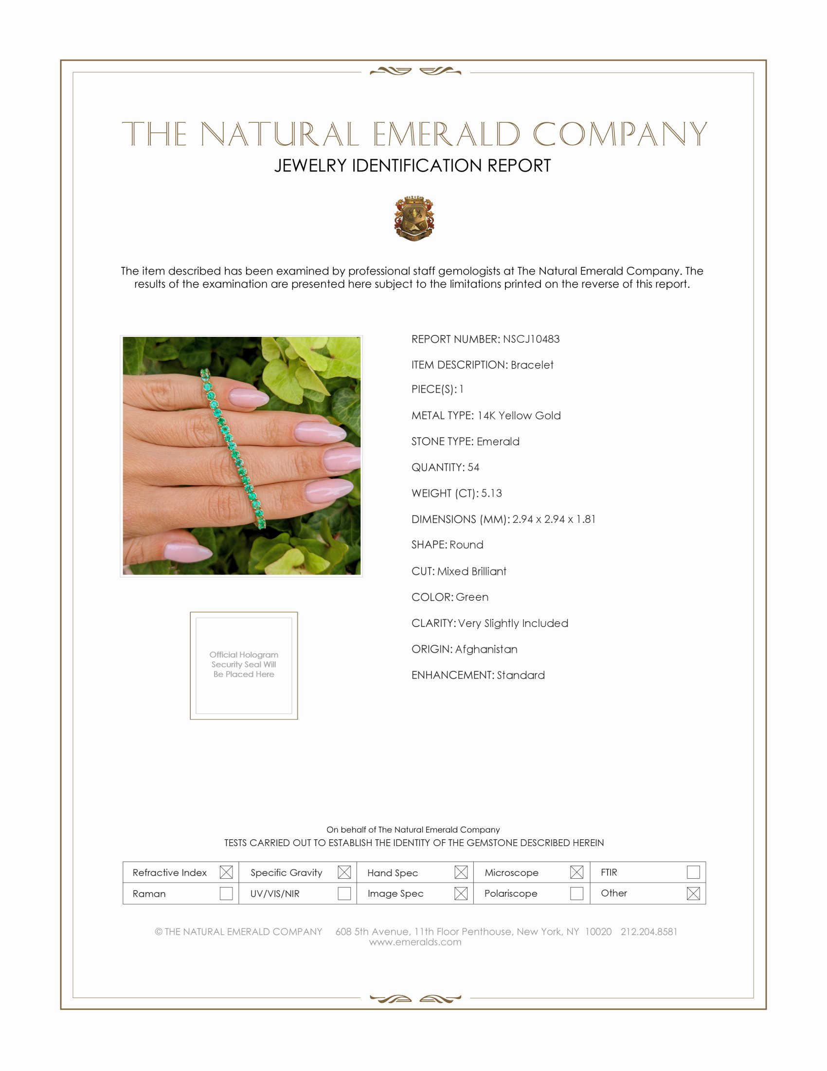 5.13 Ct.Tw. Emerald Tennis/Line Bracelet, 14K Yellow Gold