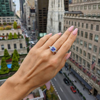 2.17 Ct. Purple Sapphire and Natural Diamond Pave Ring, 18K White Gold Life Style