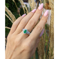 0.65 Ct. Emerald Natural Diamond Pave Ring, 18K White Gold Life Style