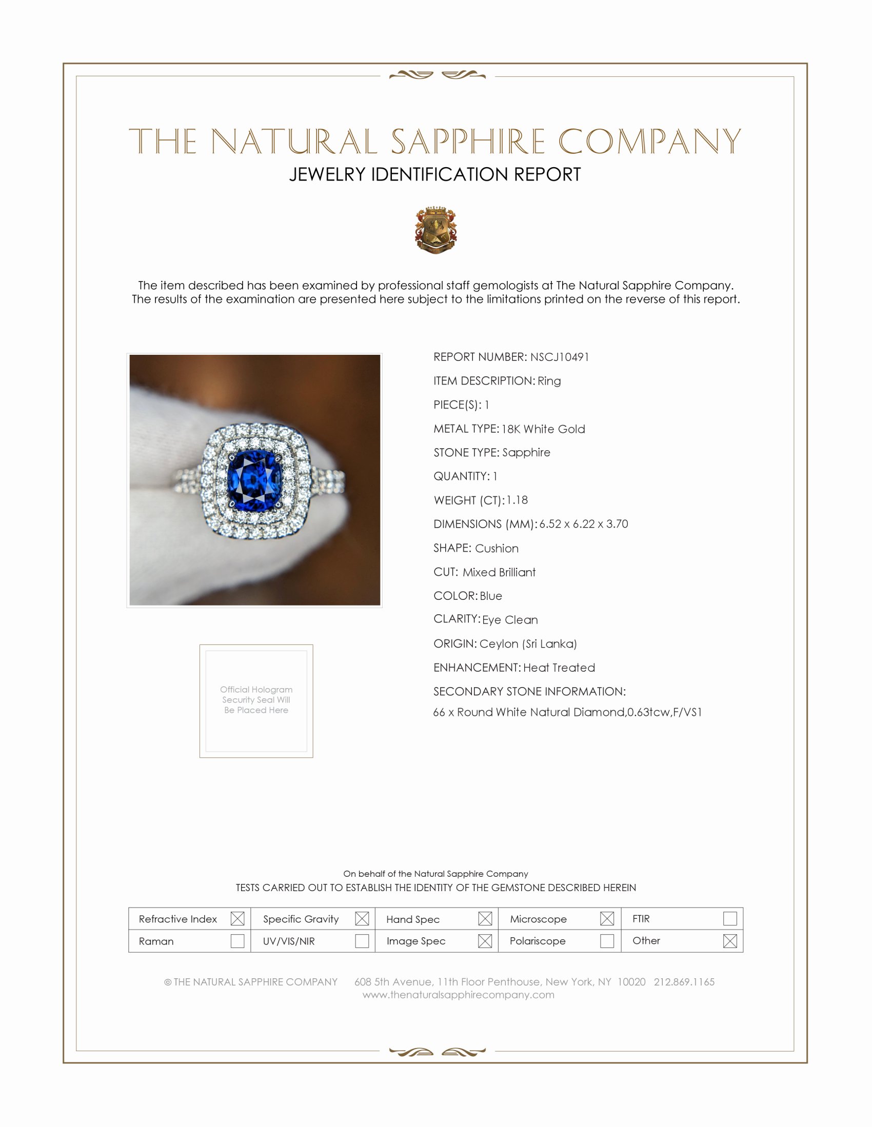 1.18 Ct. Blue Sapphire and Natural Diamond Pave Ring, 18K White Gold