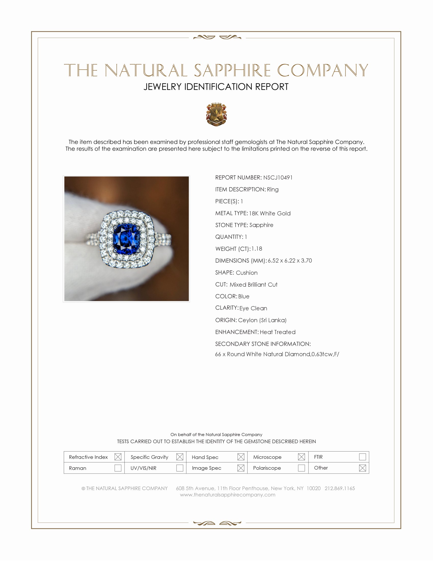 1.18 Ct. Blue Sapphire and Natural Diamond Pave Ring, 18K White Gold