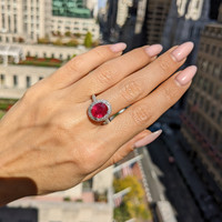 3.07 Ct. Ruby Natural Diamond Pave Ring, 18K White Gold Life Style