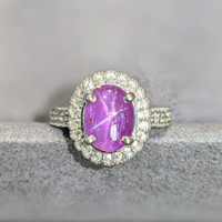 4.19 Ct. Ruby Natural Diamond Pave Ring, 14K White Gold Image
