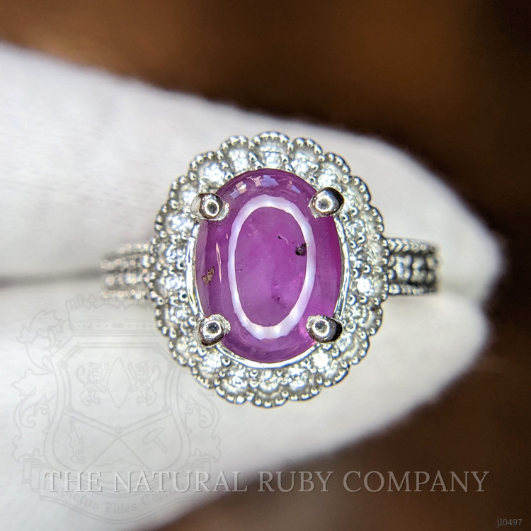 4.19 Ct. Ruby Natural Diamond Pave Ring, 14K White Gold