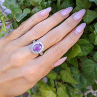 4.19 Ct. Ruby Natural Diamond Pave Ring, 14K White Gold Life Style