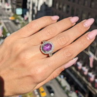 4.19 Ct. Ruby Natural Diamond Pave Ring, 14K White Gold Life Style