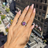 4.19 Ct. Ruby Natural Diamond Pave Ring, 14K White Gold Life Style