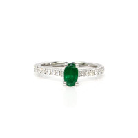 0.68 Ct. Emerald Natural Diamond Pave Ring, 18K White Gold Video