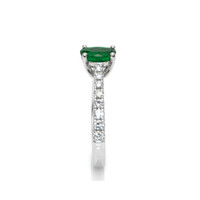 0.68 Ct. Emerald Natural Diamond Pave Ring, 18K White Gold Image