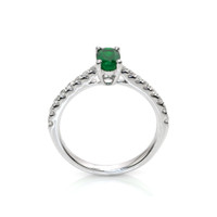 0.68 Ct. Emerald Natural Diamond Pave Ring, 18K White Gold Image