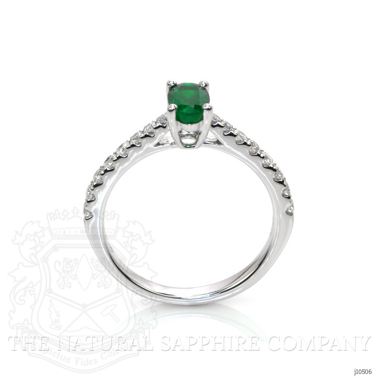 0.68 Ct. Emerald Natural Diamond Pave Ring, 18K White Gold