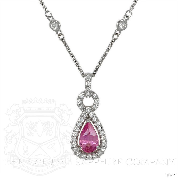0.66 Ct. Pink Sapphire and Natural Diamond Pave Pendant, 14K White Gold