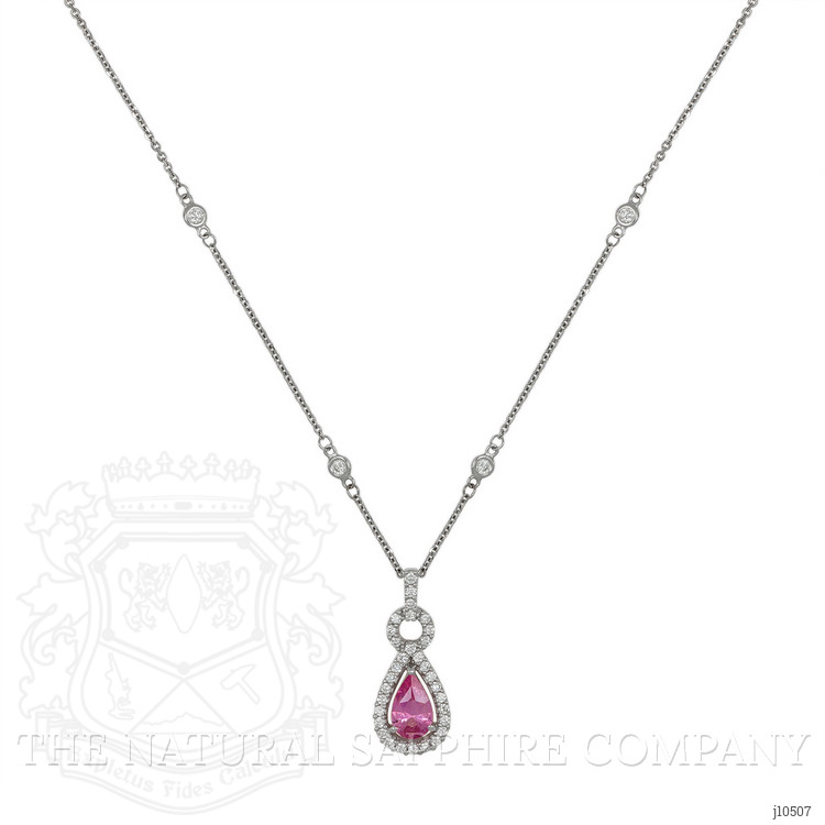 0.66 Ct. Pink Sapphire and Natural Diamond Pave Pendant, 14K White Gold