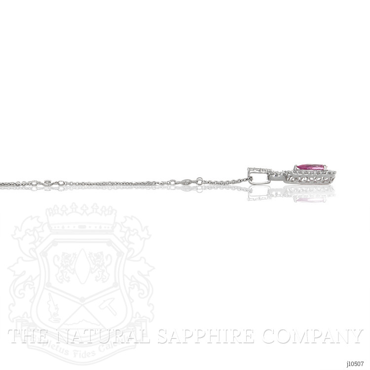 0.66 Ct. Pink Sapphire and Natural Diamond Pave Pendant, 14K White Gold
