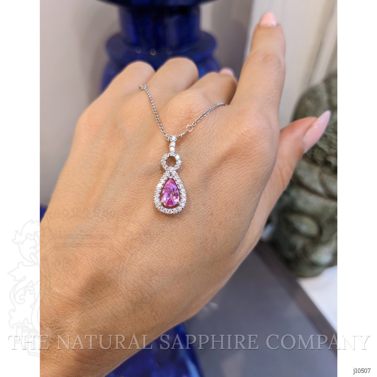 0.66 Ct. Pink Sapphire and Natural Diamond Pave Pendant, 14K White Gold