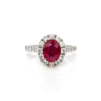 2.95 Ct. Ruby Natural Diamond Pave Ring, 14K White Gold Video