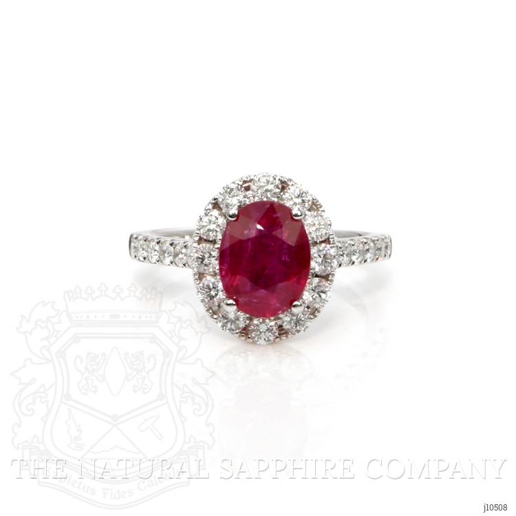 2.95 Ct. Ruby Natural Diamond Pave Ring, 14K White Gold