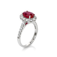 2.95 Ct. Ruby Natural Diamond Pave Ring, 14K White Gold Image