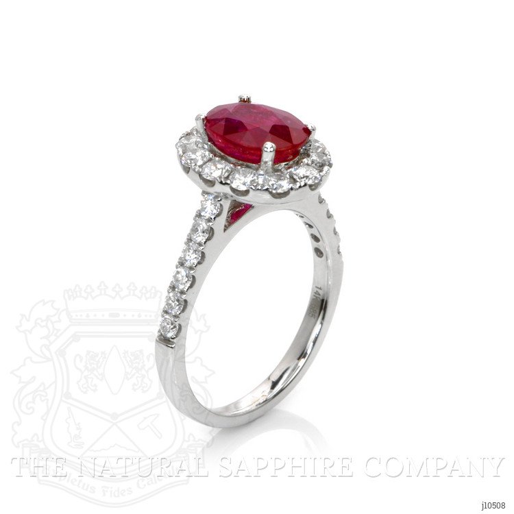 2.95 Ct. Ruby Natural Diamond Pave Ring, 14K White Gold