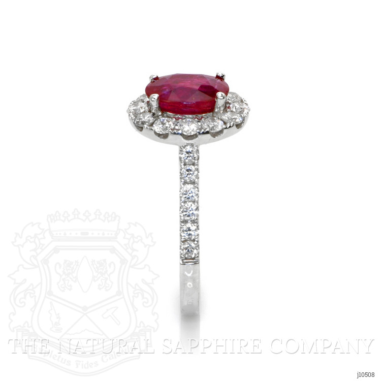 2.95 Ct. Ruby Natural Diamond Pave Ring, 14K White Gold