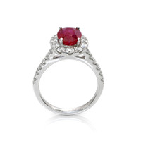 2.95 Ct. Ruby Natural Diamond Pave Ring, 14K White Gold Image