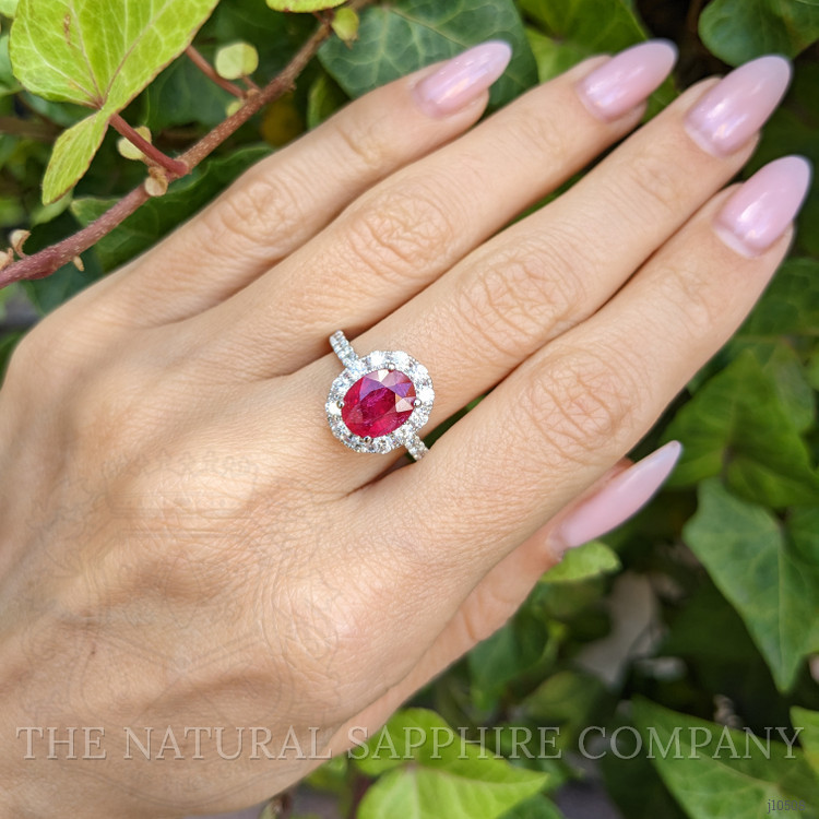 2.95 Ct. Ruby Natural Diamond Pave Ring, 14K White Gold