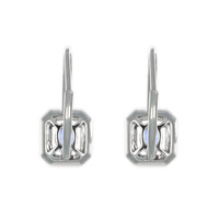 0.72&nbsp;Ct.Tw.Total Carat Weight Blue Sapphire and Natural Diamond Pave Earrings, 18K White Gold Image