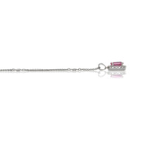 1.52 Ct. Pink Sapphire and Natural Diamond Halo Pendant, 14K White Gold Image
