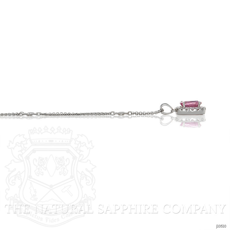 1.52 Ct. Pink Sapphire and Natural Diamond Halo Pendant, 14K White Gold