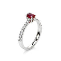 0.54 Ct. Ruby Natural Diamond Pave Ring, 18K White Gold Image